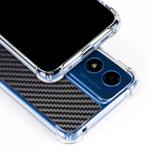 Black Carbon Fiber Specialty Texture Material Moto G 5G (2024) Clear Case